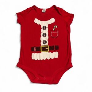 Red Christmas Baby bodysuit with Santa Claus design